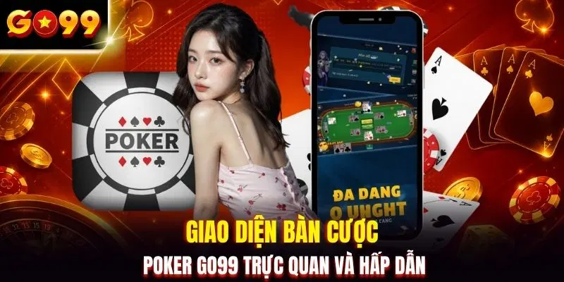 Giao diện bàn cược poker GO99 trực quan và hấp dẫn